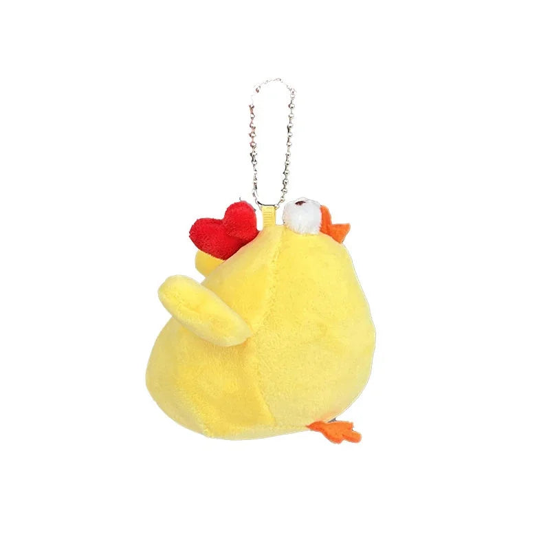 Cute Squatting Chicken Plush Doll Keychain