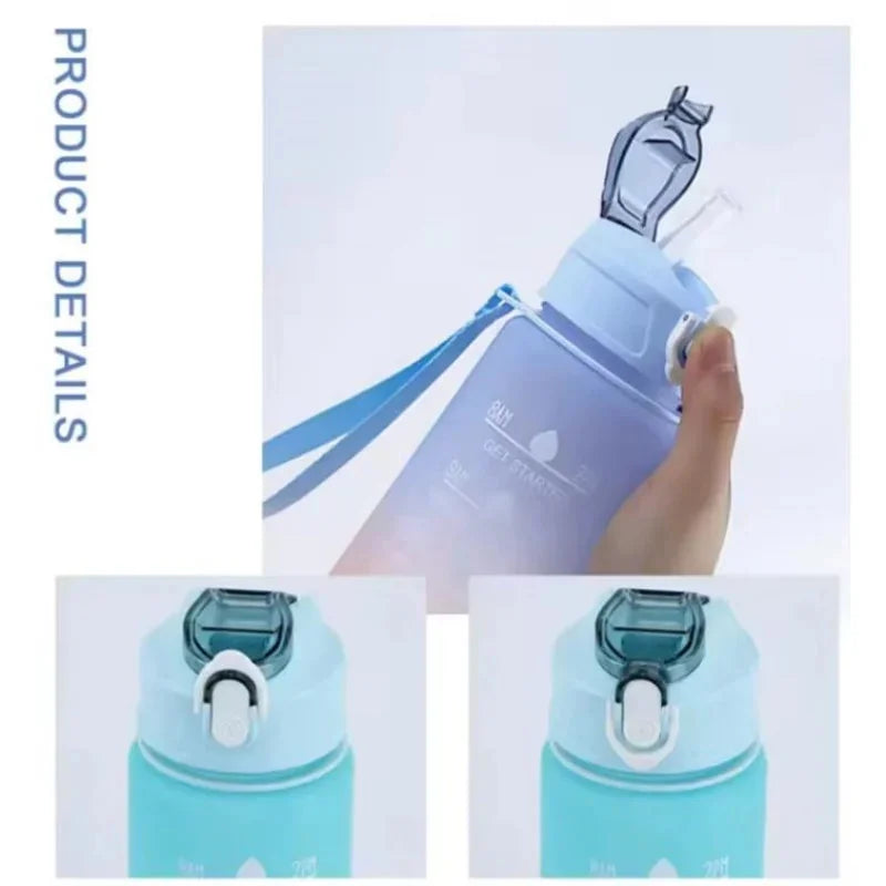 Close-up of the 750ML Sports Water Bottle featuring a secure lid and spout for easy drinking on the go.