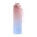 750ML Sports Water Bottle with time marker and leak-proof design in pink gradient color.