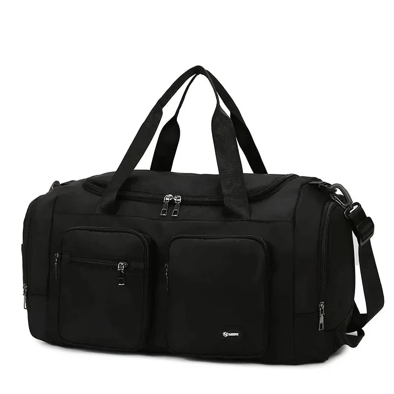 Gym Sports Fitness Travel hand Bag in a light purple color with multiple pockets, perfect for outdoor adventures.