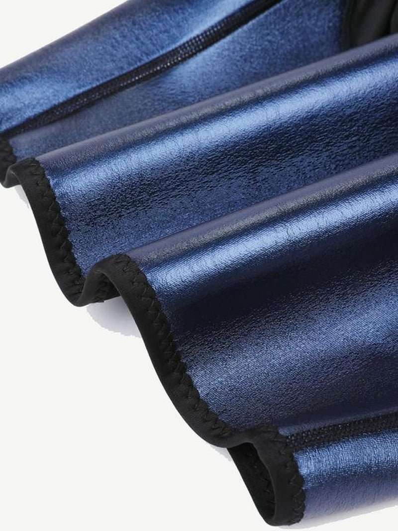 Blue Neoprene Sauna Tummy Control Leggings