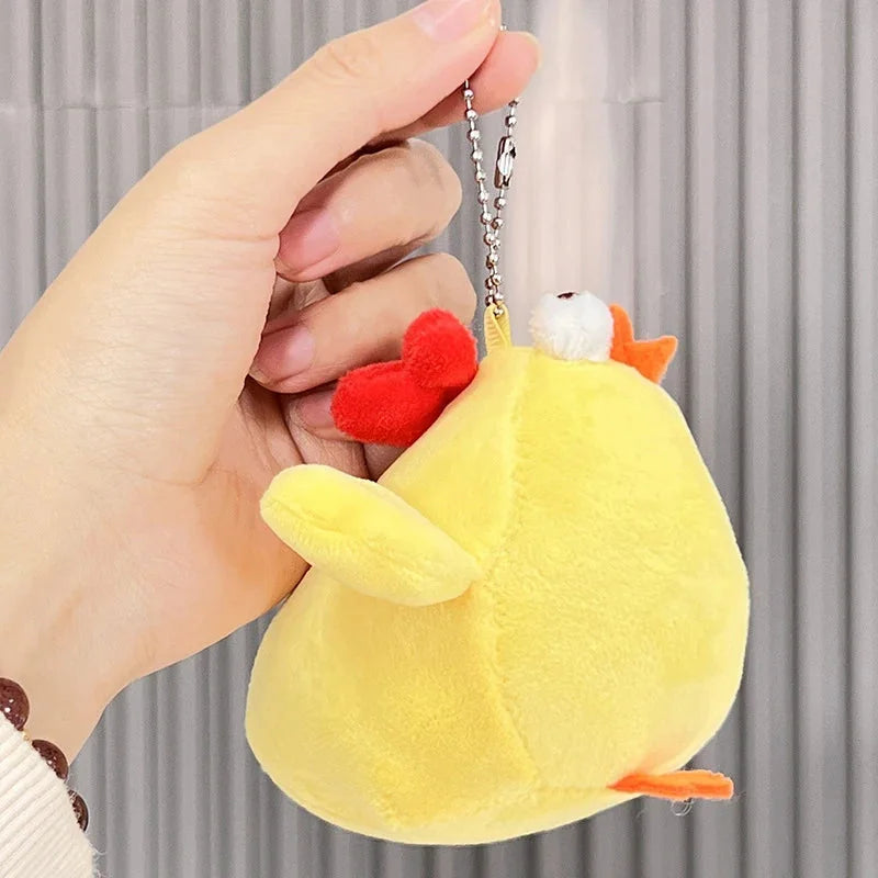 Cute Squatting Chicken Plush Doll Keychain